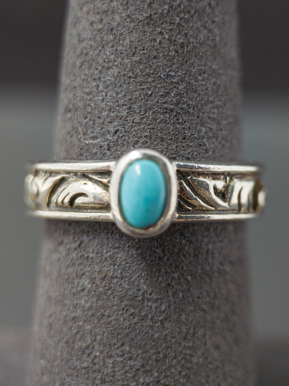 Barse 925 Sterling Silver Turquoise Scroll Ring, Sz 7.75, Handmade Thailand - Picture 15 of 16
